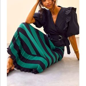 NWT Anthropologie - Dhruv Kapoor Striped Flounced Midi Skirt